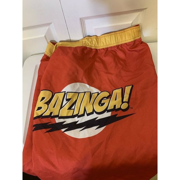 Bazinga The Big‎ Bang Theory Men’s Sz L Red shorts trunk beach board shor… - Picture 1 of 7